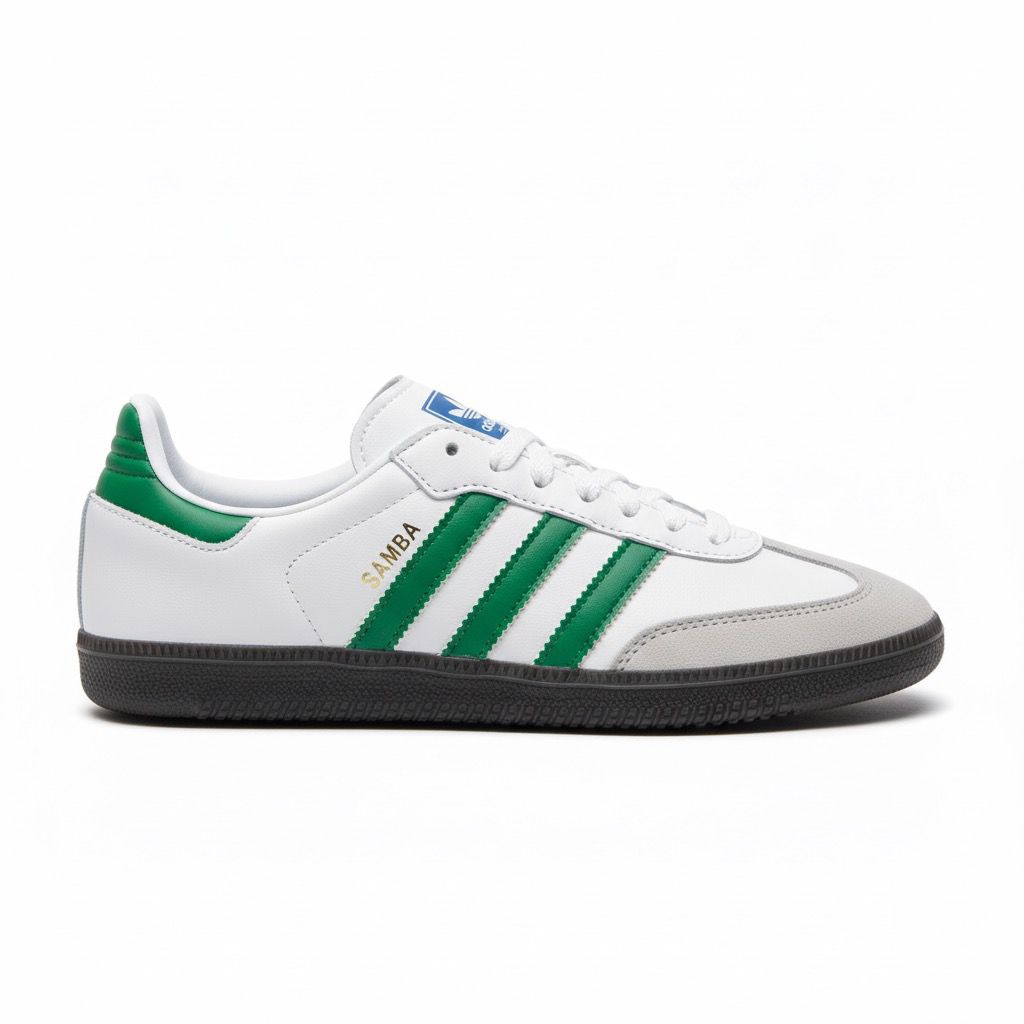 SAMBA BLANCA RALLA VERDE SUELA BAJA